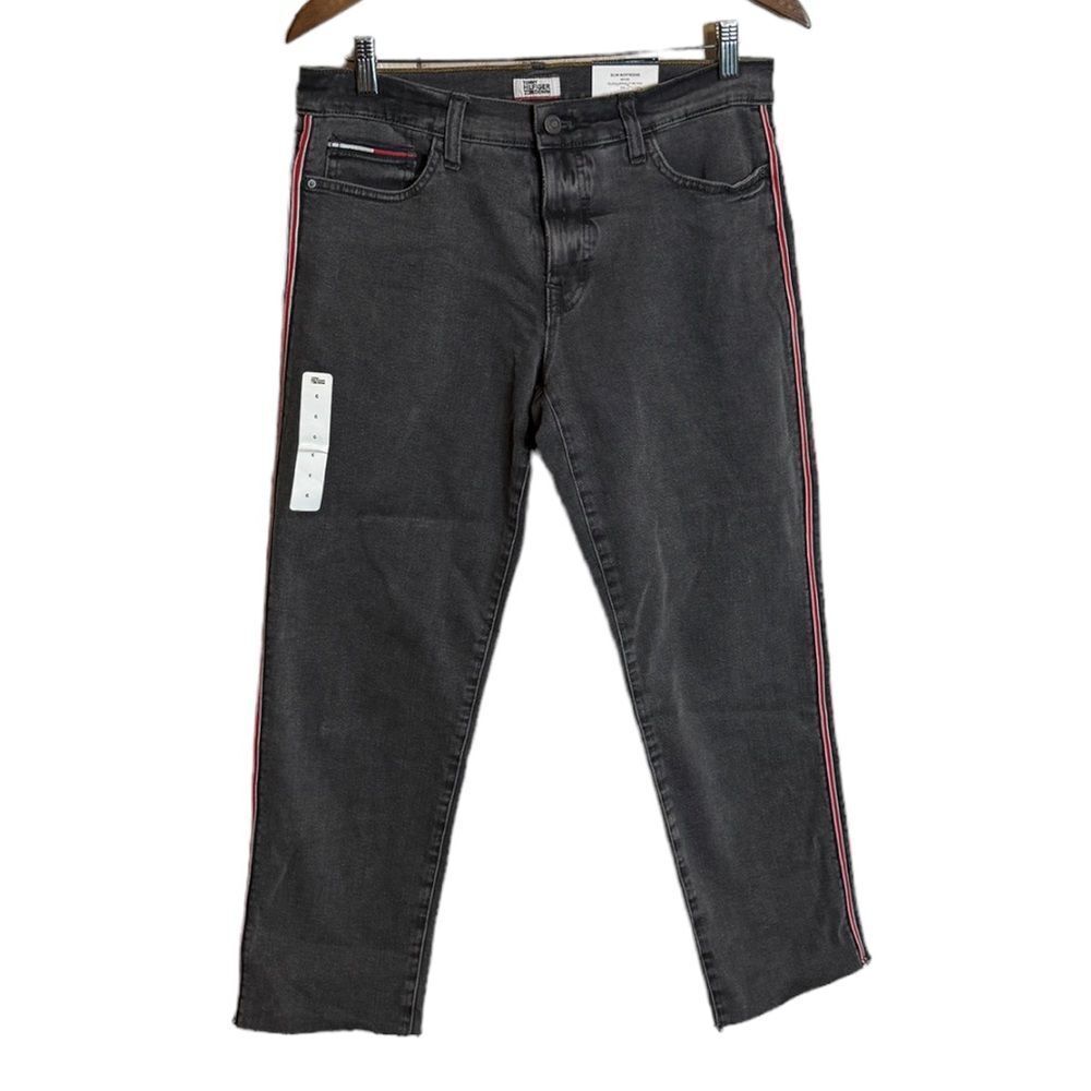 NWT Tommy Hilfiger Slim Fit Boyfriend Gray Jeans size 6 rough hem ankles